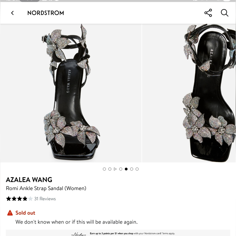 Azalea Wang Black Floral Embellished Sandals